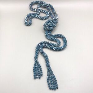 Dazzling glass bead lariat bolo tie anywhere extra long necklace statement look